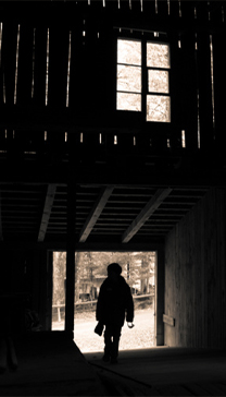 Morning chores in an old barn